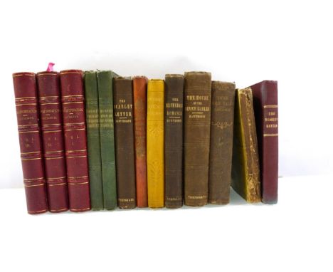 Nathaniel Hawthorne, 10 works including first editions, comprising: 'The Scarlet Letter', London, 1851, 1st UK edition, rebou