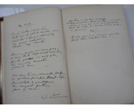 Robert Louis Stevenson: 'Ballads', London, 1899, 4th edition, 2pp of autograph manuscript by Stevenson bound in before half t