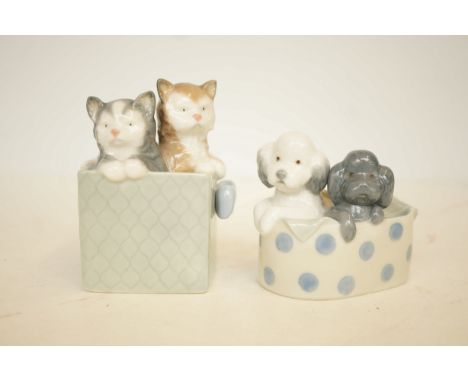 2x Nao figures of cats &amp; dogs 