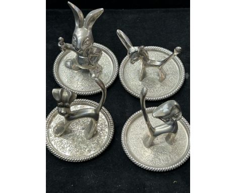 4x Seba silver plated animal ring holders 