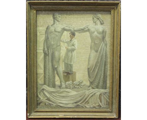 Muriel Wheeler - 'Group for Paris Exhibition' (Portrait of Sir Charles Thomas Wheeler), oil on canvas, signed with initials a
