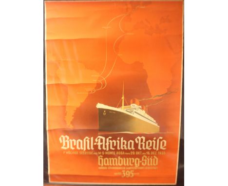 Ottomar Carl Joseph Anton - 'Brasil-Afrika Reise Hamburg-Sud' (Travel Poster) lithograph, published circa 1936, 83.5cm x 59.5