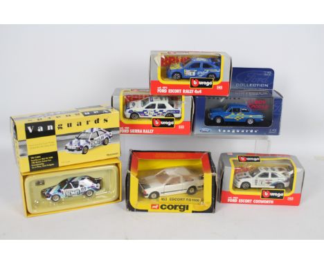 Corgi - Bburago - 6 x boxed Ford car models in 1:43 scale including Escort RS1600i # 453, a limited edition Vanguards Escort 