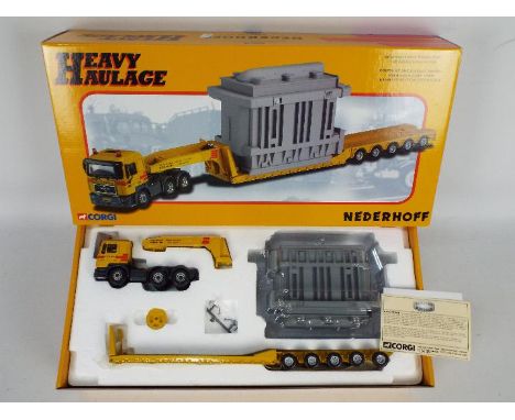 Corgi Heavy Haulage - A boxed Corgi Heavy Haulage Limited Edition CC12003 MAN 6x4 Low Loader with Generator 'Nederhoff Craneh