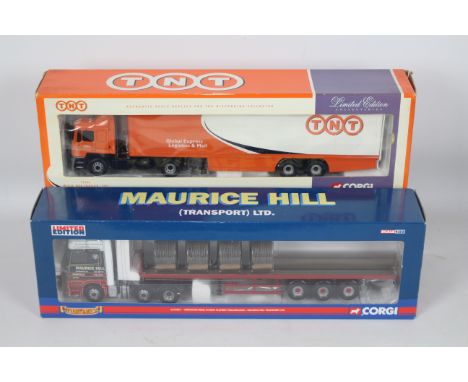 Corgi - Two boxed Corgi Limited Edition 1:50 scale diecast trucks. Lot consists of #75701 MAN Box Trailer 'TNT'; together wit