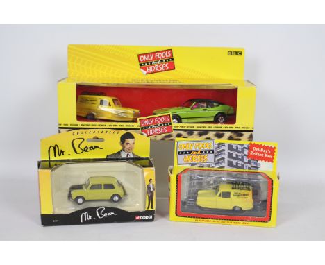 Corgi - Lledo - 3 x TV car sets, Mr Bean's Mini and Del Boys Reliant Regal van in 1:43 scale # 61211 and a two car Only Fools