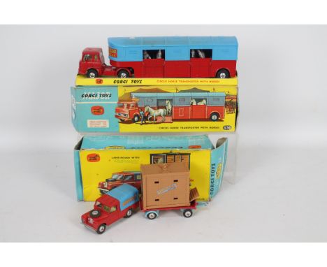 Corgi Toys - Two boxed diecast 'Chipperfields' vehicles from Corgi Toyts. Lot consists of #19 Chipperfields Land-Rover with E