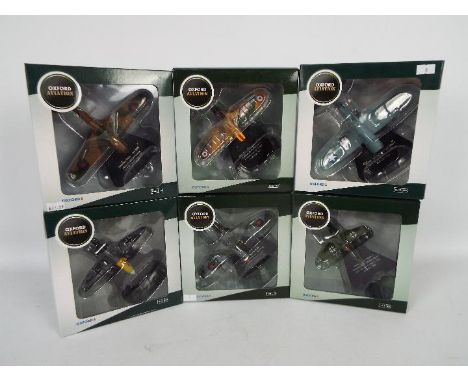 Oxford - 6 x boxed WWII aircraft models in 1:72 scale from the Front Line Fighters series including # AC008 a Chance Vought C