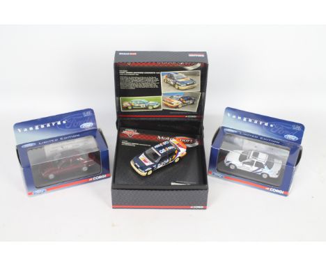 Corgi - 3 x boxed limited edition Ford Sierra Sapphire Cosworth models in 1:43 scale, a Turbo Systems car number 640 of 4410 