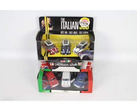 Corgi - 2 x The Italian Job Mini sets, the original three car set # 05506 and the reboot new MINI three car set # CC99138. Th