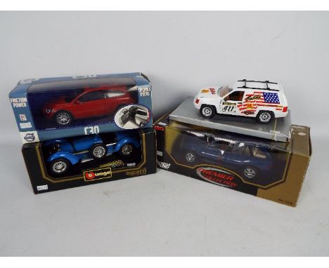 Majorette - Bburago - Motor Max - 4 x 1:18 scale models, three in boxes. Includes Jeep Grand Cherokee, BMW X5, Bugatti Type 5