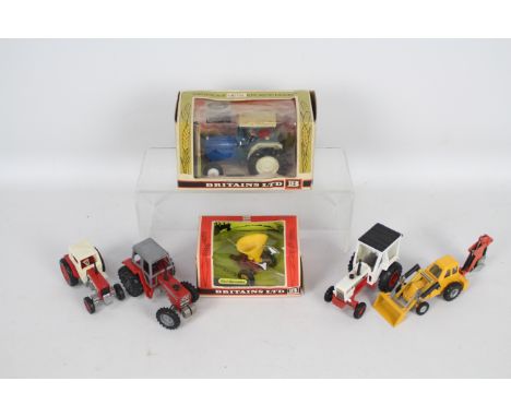 Britains, Corgi, Yaxon, Dinky, Other  - A collection of diecast farming vehicles and implements, mainly unboxed. Lot includes