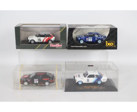 Ixo - Corgi - Trofeu - 4 x boxed Ford rally cars in 1:43 scale including two MkII Escorts # RAC004, a Mk1 Fiesta # ART505, an