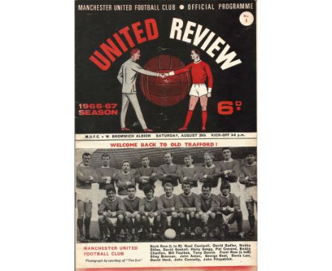Manchester United Vs West Bromwich Albion Vintage Football Programme From 20th August 1966 at Old Trafford. This programme wa