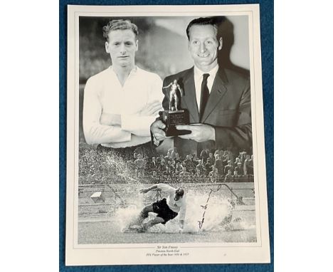 Football Tom Finney signed Preston North End 16x12 black and white montage photo. Sir Thomas Finney CBE (5 April 1922 - 14 Fe
