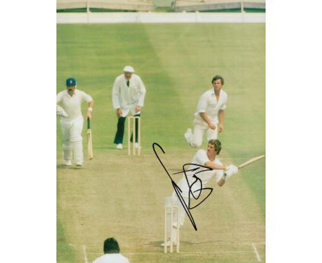 Cricket Ian Botham signed 10x8 colour photo. Ian Terence Botham, Baron Botham, Kt, OBE (born 24 November 1955) is an English 