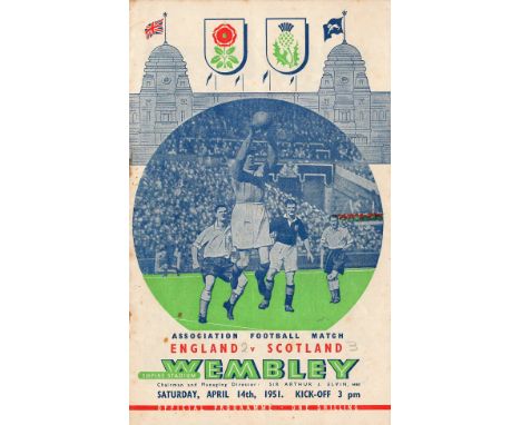 Football England v Scotland vintage programme Empire Stadium Wembley April 12th 1951. Good condition. All autographs come wit