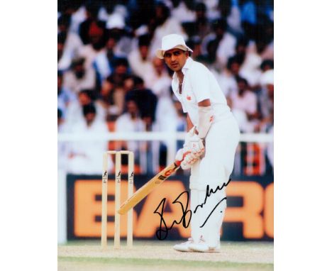 Cricket Sunil Gavaskar signed 10x8 India colour photo. Former cricketer representing India and Bombay from the early 1970s to
