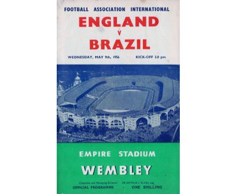 Football England v Brazil vintage programme Empire Stadium Wembley May 9th 1956. Good condition. All autographs come with a C