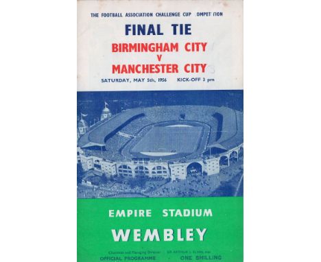 Football Birmingham City v Manchester City FA Cup Final vintage programme Empire Stadium Wembley May 5th 1956. Good condition