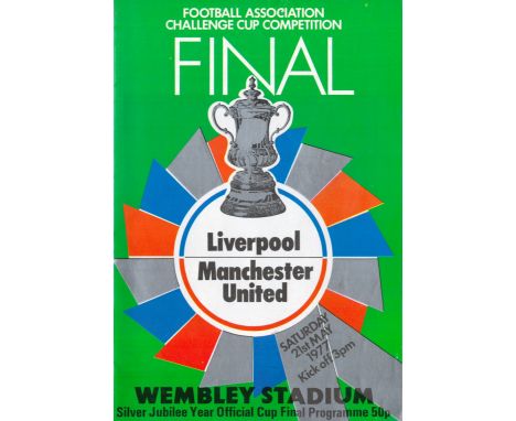 Football Liverpool v Manchester United FA Cup Final vintage programme Wembley Stadium 21st May 1977. Good condition. All auto