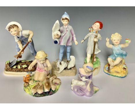 A Royal Worcester figure, Thursday's Child; others, Saturday's Child; Child Born On Sabbath; other Worcester figures, Fantail