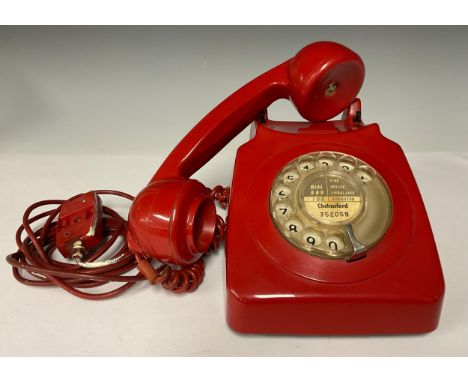 Boxes &amp; Objects - Telephones - a 1960's rotary dial telephone, model 746F SPK 72/1, in red 