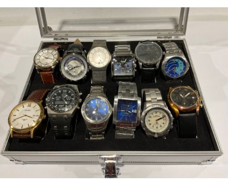 A gentleman's Pulsar stainless steel fashion watch; others, Kzonen &amp; Söhne, Skagen, Jeep, Mercedes Benz, Timex Expedition