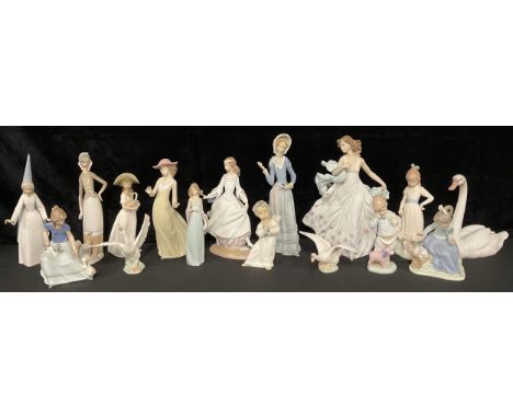 A Lladro figure group, Summer Serenade, 6193, 31.5cm; Cinderella, 6828, 26cm; others, similar (16) 