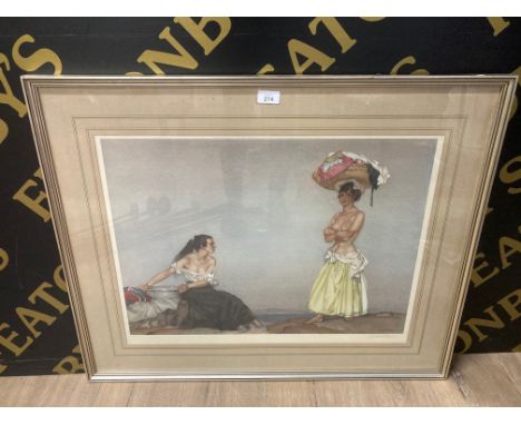 A SIGNED COLOUR PRINT AFTER SIR WILLIAM RUSSELL FLINT PUBLISHED IN 1957 BY FROST AND REID LTD 48 X 63CM