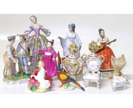 Royal Worcester figures of Elaine and Felicity, Royal Doulton Vanity and Home Again, Beswick Pheasant, collection of Continen