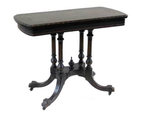 Victorian ebonised fold-over card table, probably by Charles and Richard Light, previously known as Charles Light in the 1860