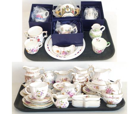 A collection of Royal Crown Derby Derby posies also Four Royal Worcester historic range jugs Condition reports are not availa