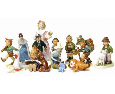 A collection of six Hummel figures, also three Royal Doulton figures and various other Condition reports are not available fo