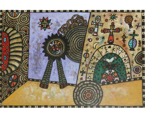 Alan Davie 1920-2014MONUMENT TO A CELTIC SPIRIT - NO 5 TAPESTRY DESIGNGouache on paper, 20" x 30" (51 x 76cm), signed and dat