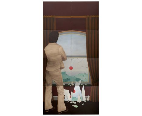 Robert Ballagh b.1943HOMAGE TO MAGRITTEAcrylic on 8 panels, each 24" x 24" (61 x 61cm), overall 96" x 48" (244 x 122cm), sign