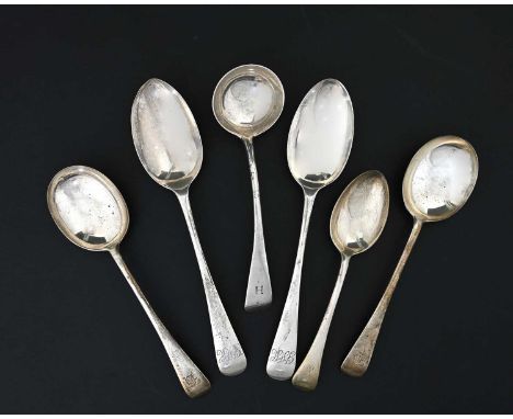 A group of twentieth-century Old English pattern silver flatware, to include a sauce ladle, sponsor's mark Josiah Williams &a