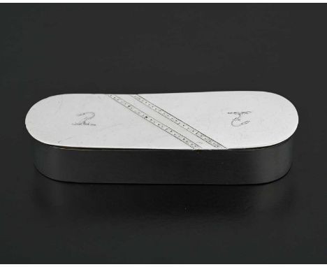 A George III silver dual-compartment snuff box, of rounded rectangular form, with hinged covers, each opening on the diagonal