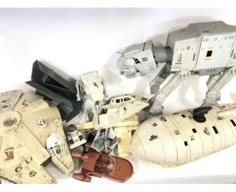 A Box Containing A Collection Of Vintage Star Wars Ships and Vehicles. Ideal for spare parts etc.