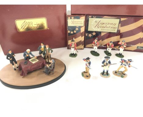 4 X Boxed Britains. Signing of the Declaration of Independence #17230. Charles Cornwallis #17278. 10th Foot Light Infantry #1