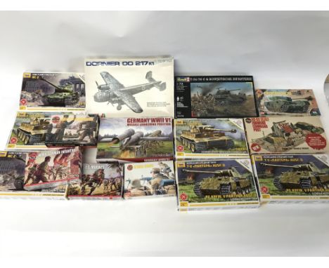 Collection of various model kits including Airfix etc.