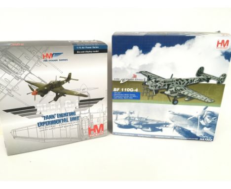 2 Hobby Master Die-Cast Aircraft. A Ju-87 G-1 Tank Fighting Experimental Unit and a BF 110G-4. Both Boxed and 1:72 scale.(2)