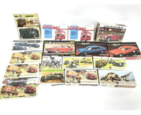 Collection of various model kits including Airfix and Revell.