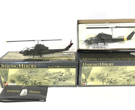 A Boxed Corgi VeitNam Series AH-1GUS Army 4Th Avation Battalion Gambler Guns and A AH-1J Cobra.(2).