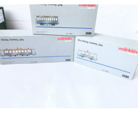 3 X Boxed Marklin H0 Gauge King Ludwig Wagons #2680