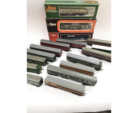 A Collection of 00 Gauge Locos and Coaches (Some Boxed) including Lima and Tri-Ang.
