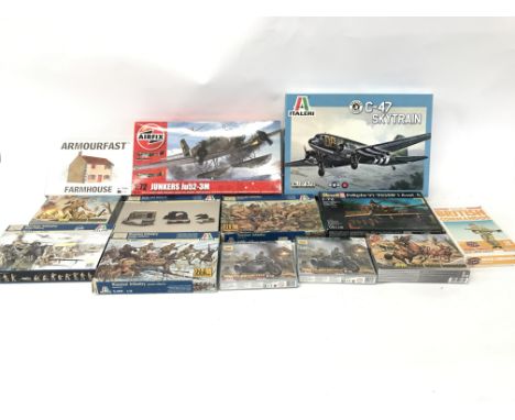 Collection of various model kits including Airfix and Revell.