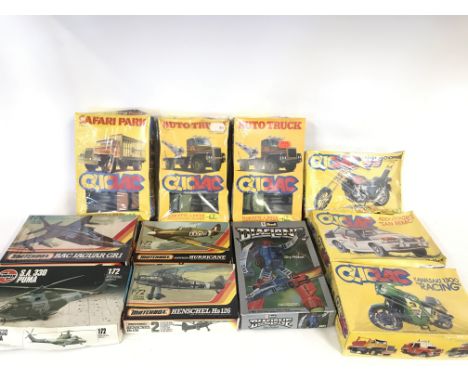 Collection of model kits including matchbox and airfix.
