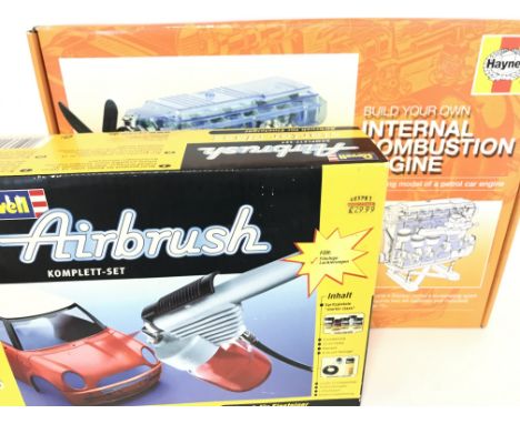 A Boxed Hayes Internal Combustion Engine and a Revell air brush set.