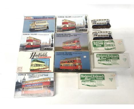 Collection of various vintage tram models kits